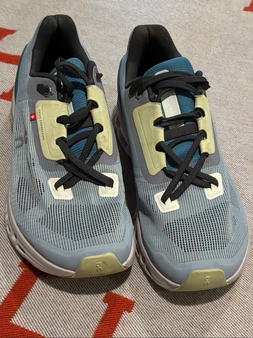 On Running Women's Light Blue and Pale Yellow Athletic Shoes